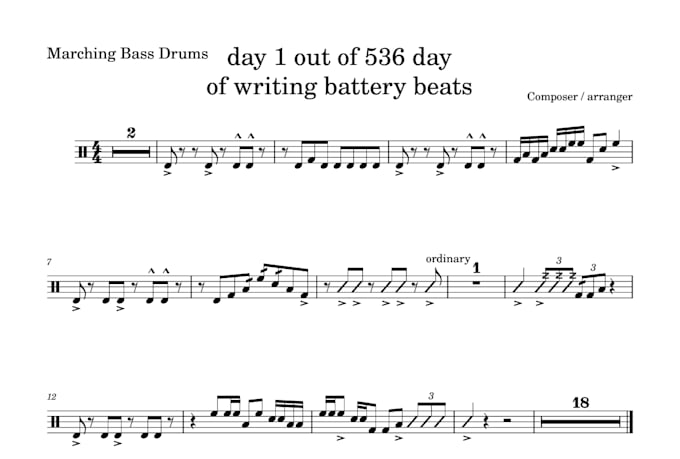 l compose original drumline cadences and warm ups